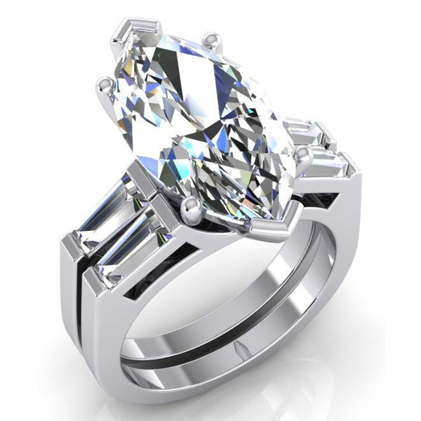 Marquise Cut Diamond Ring Engagement Set 3.50 Ct.