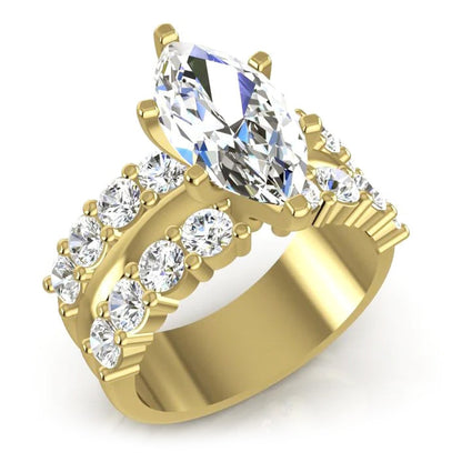 Marquise Mined Natural Real Diamond ( Not Lab Grown ) Wedding Ring Bridal Jewelry Yellow Gold