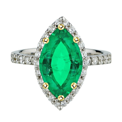 Natural Emerald Ring 3.50ct - Two Tone 14K Gold