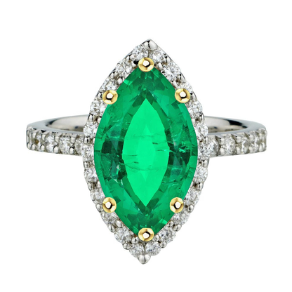 natural round emerald 3.50ct ring front view
