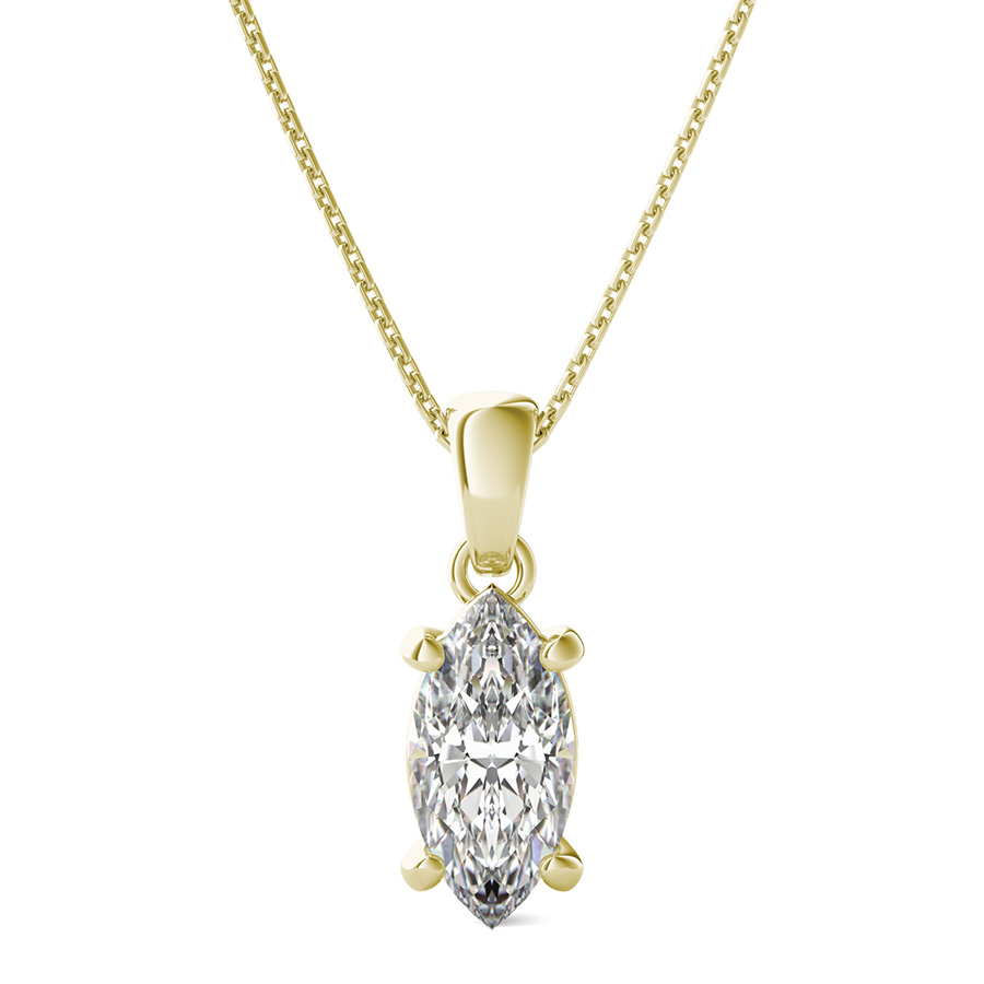 Marquise Natural Earth Mined Diamond Pendant Necklace 2.50 Carat 14K Yellow Gold
