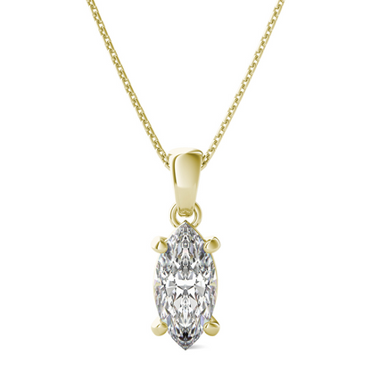 Marquise Natural Earth Mined Diamond Pendant Necklace 2.50 Carat 14K Yellow Gold