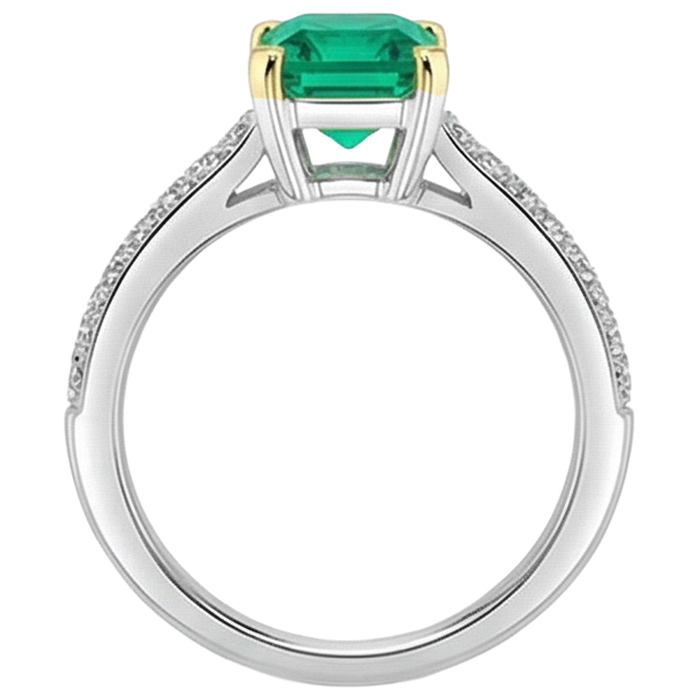 Natural Real ( Not Lab Grown ) May Birthstone Green Emerald GIA Ring Diamond Engagement