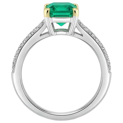 Natural Real ( Not Lab Grown ) May Birthstone Green Emerald GIA Ring Diamond Engagement