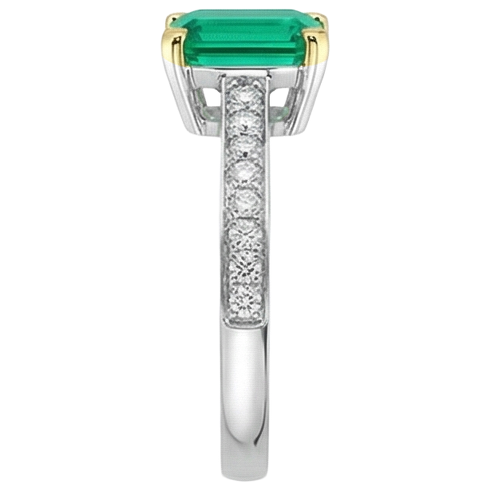 Natural Real ( Not Lab Grown ) May Birthstone Green Emerald GIA Ring Diamond Engagement