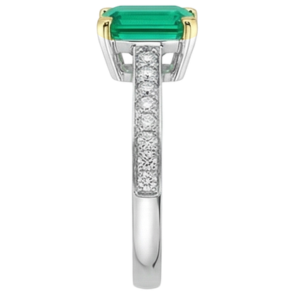Natural Real ( Not Lab Grown ) May Birthstone Green Emerald GIA Ring Diamond Engagement