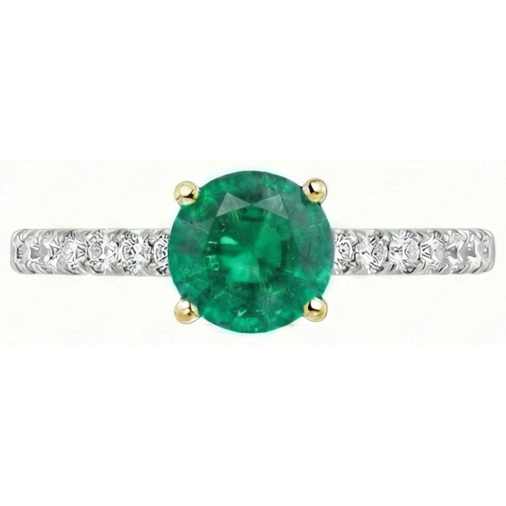 Natural Real ( Not Lab Grown ) May Birthstone Green Emerald GIA Ring With Diamonds Round Cut