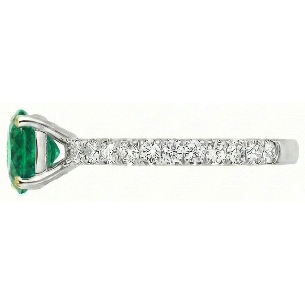 Natural Real ( Not Lab Grown ) May Birthstone Green Emerald GIA Ring With Diamonds Round Cut