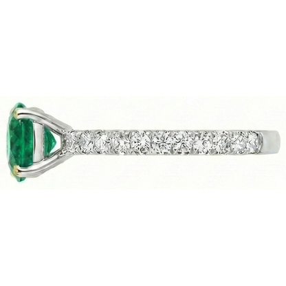 Natural Real ( Not Lab Grown ) May Birthstone Green Emerald GIA Ring With Diamonds Round Cut