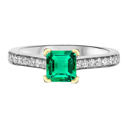 May Birthstone Green Emerald Ring Diamond Engagement