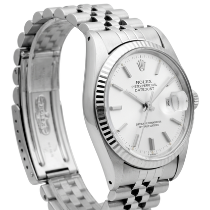Men Rolex Datejust Watch Silver Dial Fluted Bezel Ss Bracelet