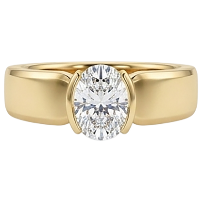 Men Solitaire Ring Oval Diamond 1.50 Carats Yellow Gold Jewelry