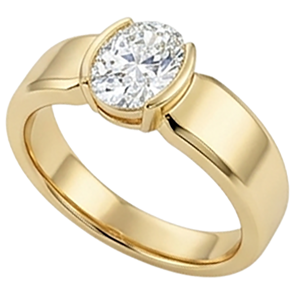 Men Solitaire Ring Oval Diamond 1.50 Carats Yellow Gold Jewelry