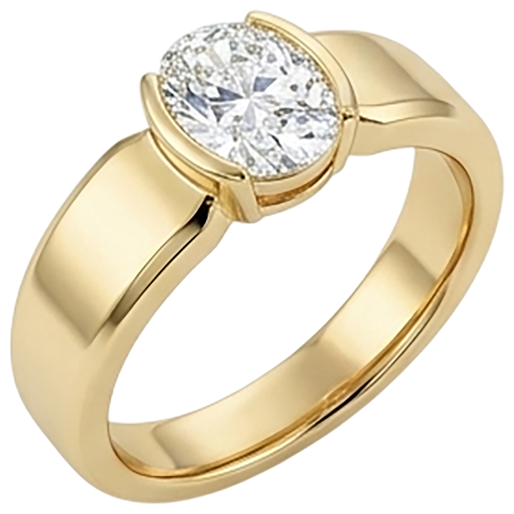 Men Solitaire Ring Oval Diamond 1.50 Carats Yellow Gold Jewelry