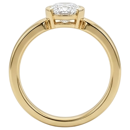 Men Solitaire Ring Oval Diamond 1.50 Carats Yellow Gold Jewelry