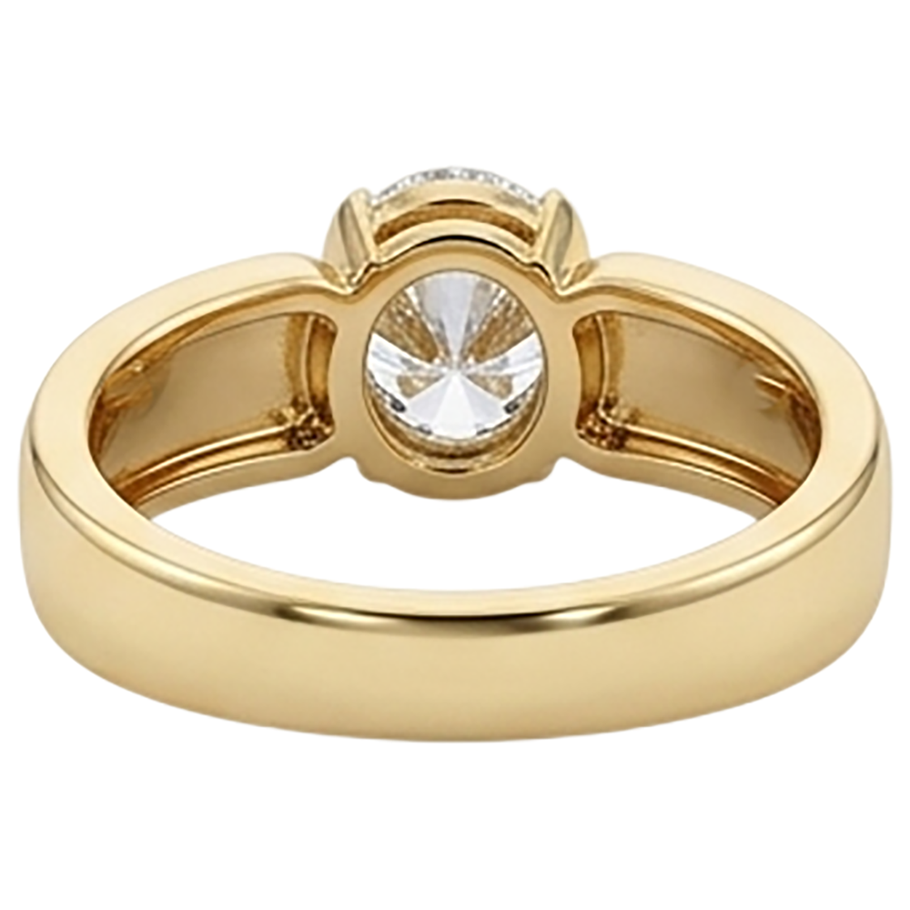 Men Solitaire Ring Oval Diamond 1.50 Carats Yellow Gold Jewelry