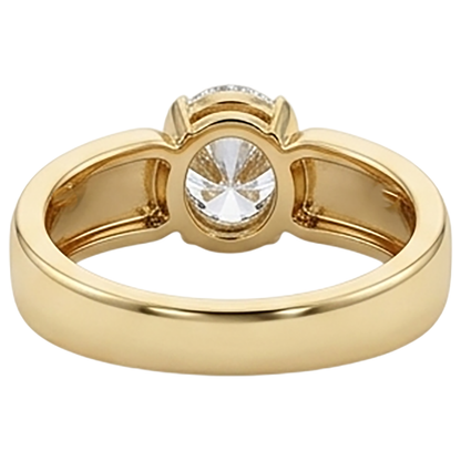 Men Solitaire Ring Oval Diamond 1.50 Carats Yellow Gold Jewelry