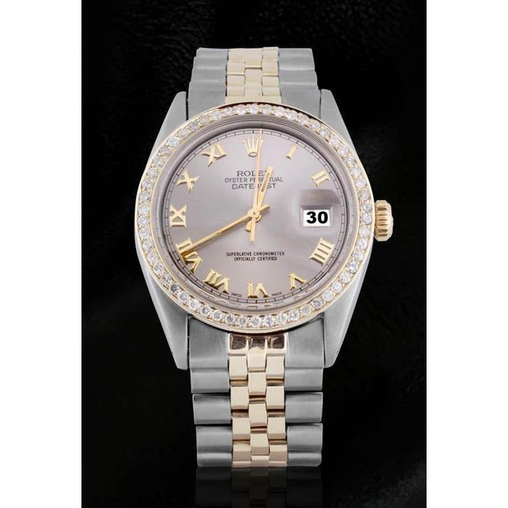 Men Gray Roman Dial Diamond 