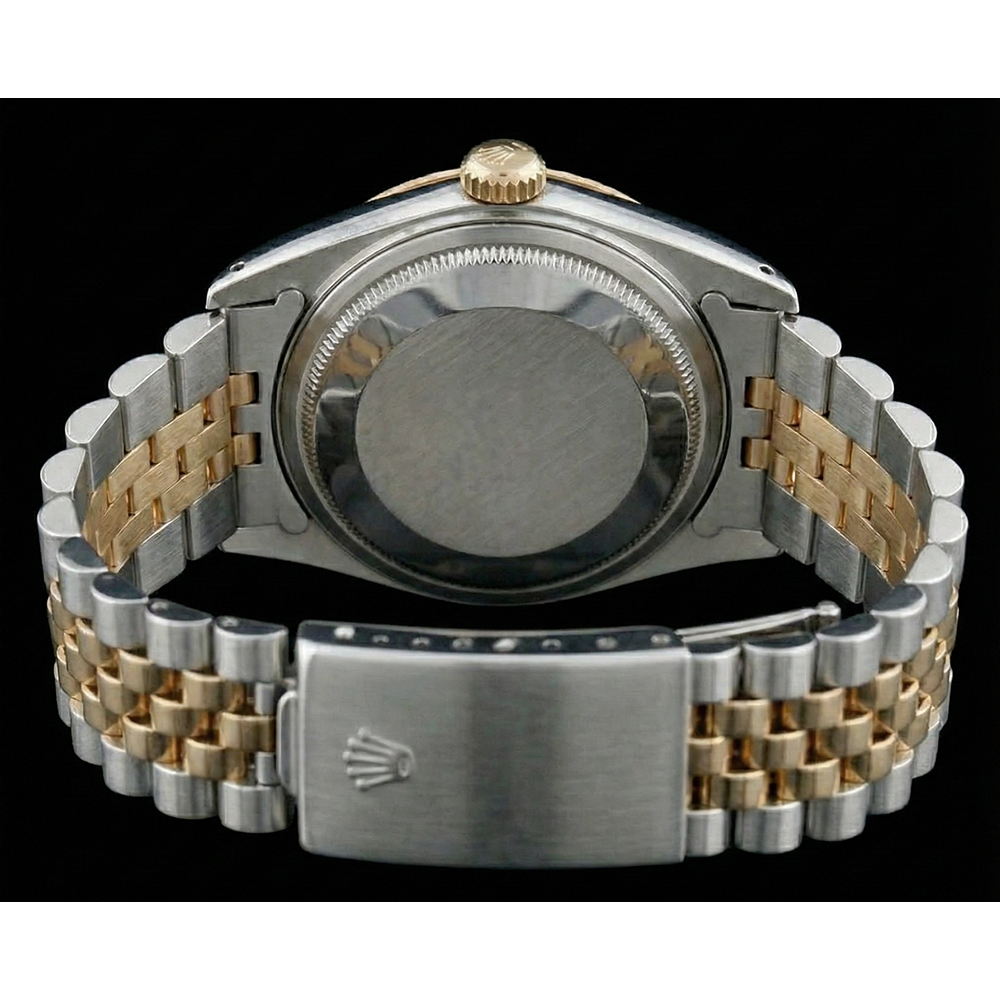 Men Rolex Stainless Steel & Gold Watch Blue Dial QUICK SET