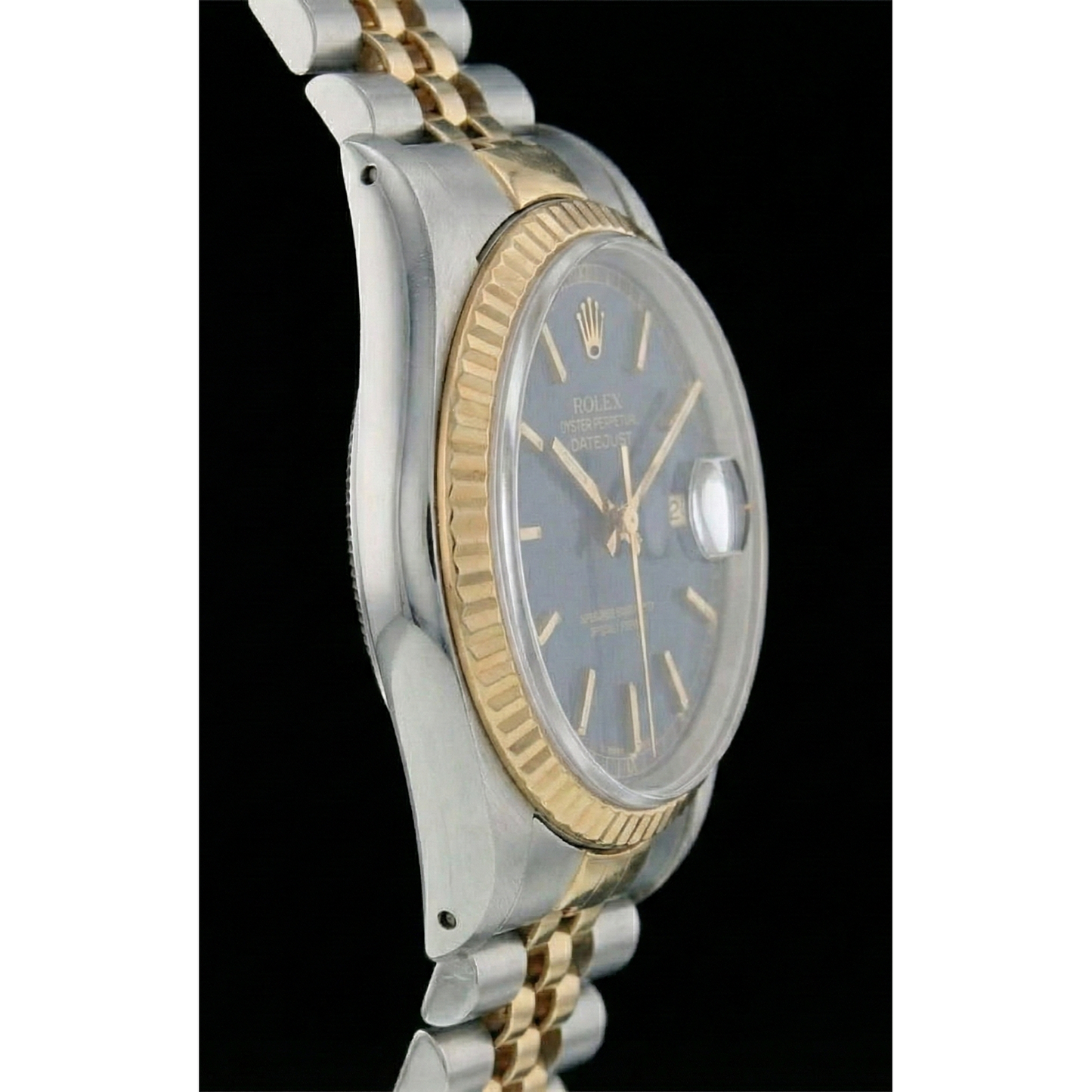 Men Rolex Stainless Steel & Gold Watch Blue Dial QUICK SET