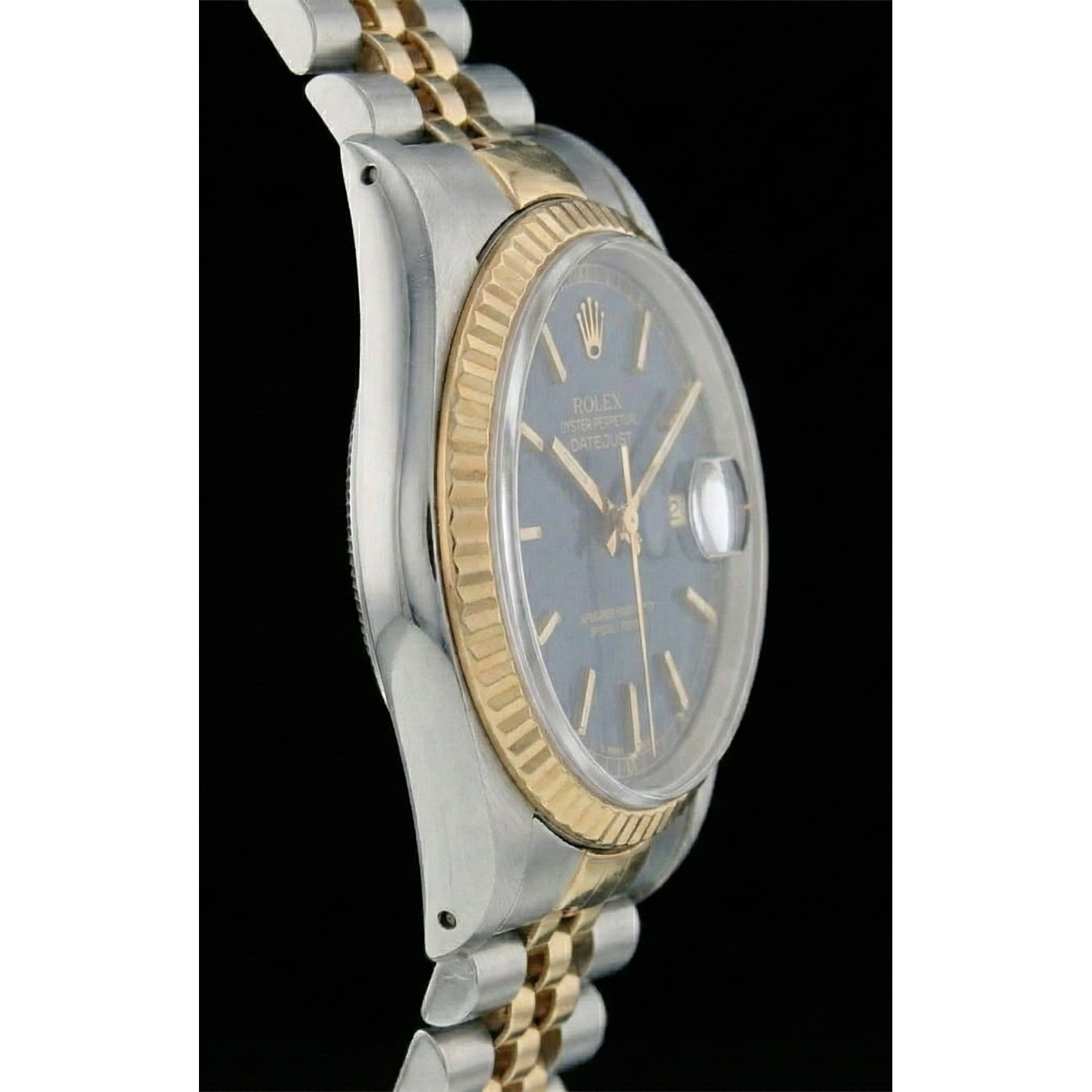 Men Rolex Stainless Steel & Gold Watch Blue Dial QUICK SET