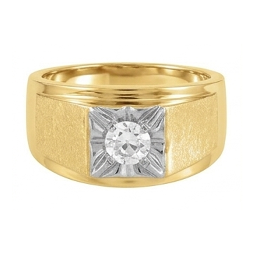 Men’s 1.50 Carats Round Cut Diamond Two Tone Ring