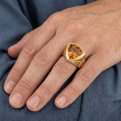 Men's 14K Yellow Gold Fine Jewelry with Citrine – 8.5 ct