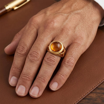 Men's Artisan Citrine Precious Stone Ring 10 ct – 14 Karat