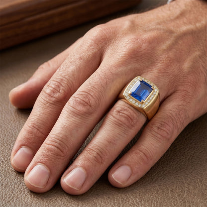 Men's Cornflower Blue Sapphire Precious Stone Ring – VVS 3.50 ct