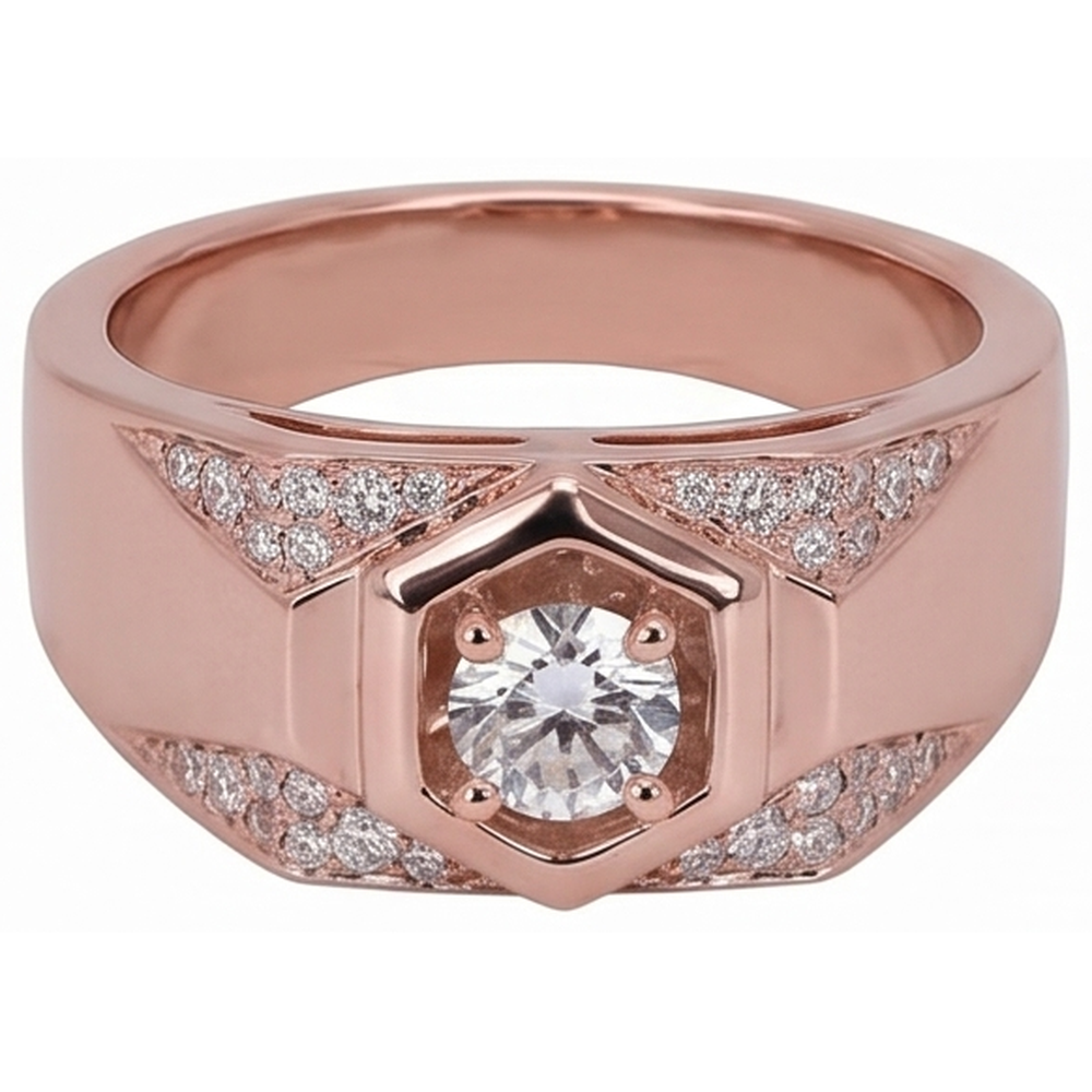 Men's Custom Jewelry Rose Gold 10K Round Diamond Band