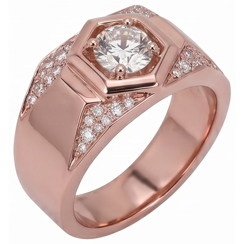 Men's Custom Jewelry Rose Gold 10K Round Diamond Band
