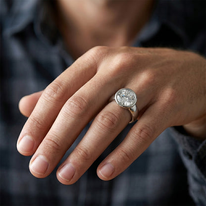 Men's Diamond Round Brilliant Gentleman's Ring 2 ct – 14K White