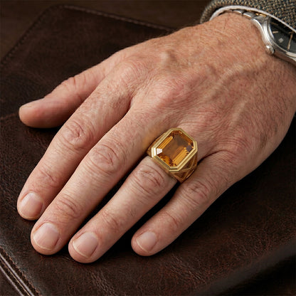 Men's Fine Citrine Colored Stone Ring 10 ct – 14 Karat Yellow