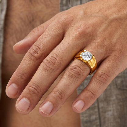 Men's Fine Diamond Round Brilliant Gentleman's Ring 2 ct – 24K