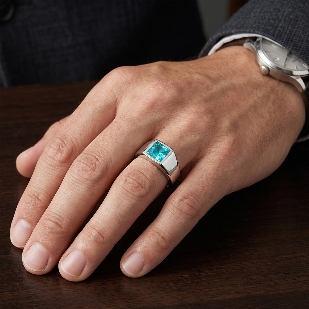 Men's Luxury Neon Paraiba Gentleman's Ring – 1 ct 14K White Gold