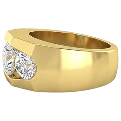 Men's Natural Earth Mined Diamond Ring 3 Stone Gold 2 Carats