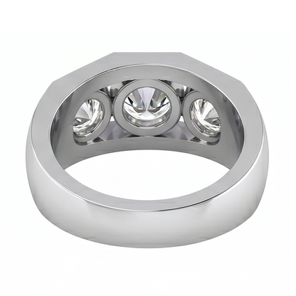 Men's Natural Earth Mined Diamond Ring 3 Stone Gold 2 Carats