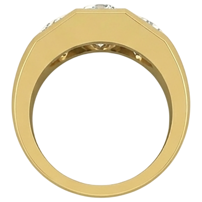 Men's Natural Earth Mined Diamond Ring 3 Stone Gold 2 Carats