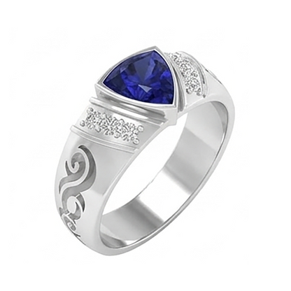 Men's Natural Earth Mined Diamond Ring Gold Antique Style Sapphire Trillion Cut 1.90 Ct
