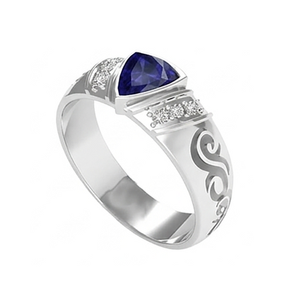 Men's Natural Earth Mined Diamond Ring Gold Antique Style Sapphire Trillion Cut 1.90 Ct