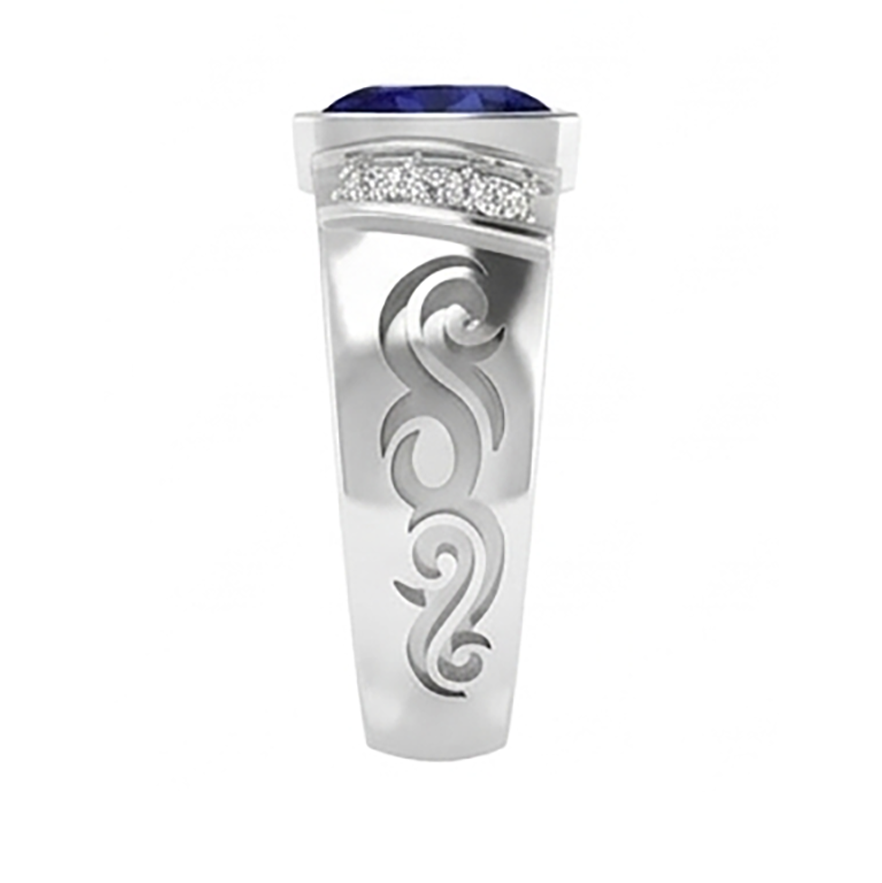 Men's Natural Earth Mined Diamond Ring Gold Antique Style Sapphire Trillion Cut 1.90 Ct