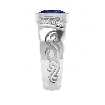 Men's Natural Earth Mined Diamond Ring Gold Antique Style Sapphire Trillion Cut 1.90 Ct