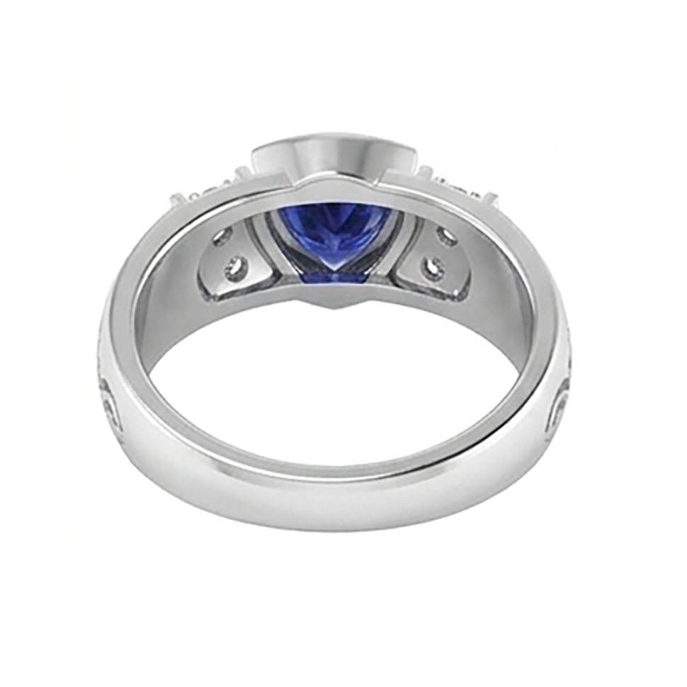 Men's Natural Earth Mined Diamond Ring Gold Antique Style Sapphire Trillion Cut 1.90 Ct