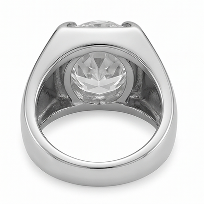 Men's Oval Large Lab Grown Diamond Ring 9 Carats White Gold Jewelry