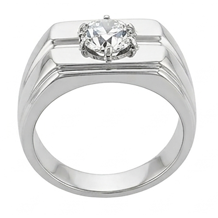 Men’s Ring 2 Carats Round Old Mine Cut Diamond Ring