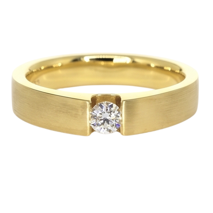 Men's Ring Yellow Gold 10K 0.75 Carats Tension Set Diamond