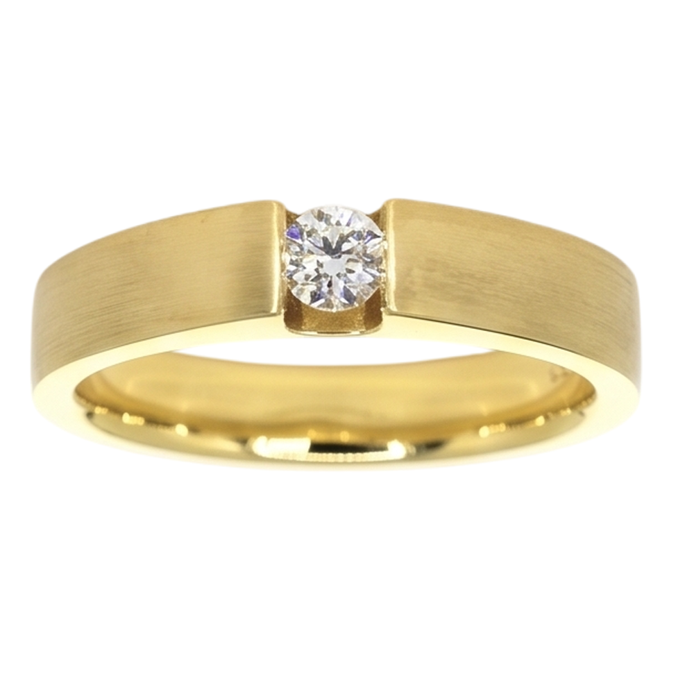Men's Ring Yellow Gold 10K 0.75 Carats Tension Set Diamond
