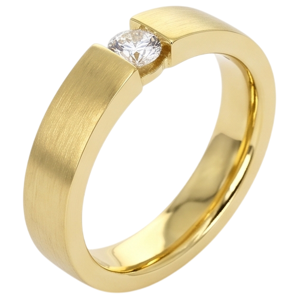 Men's Ring Yellow Gold 10K 0.75 Carats Tension Set Diamond