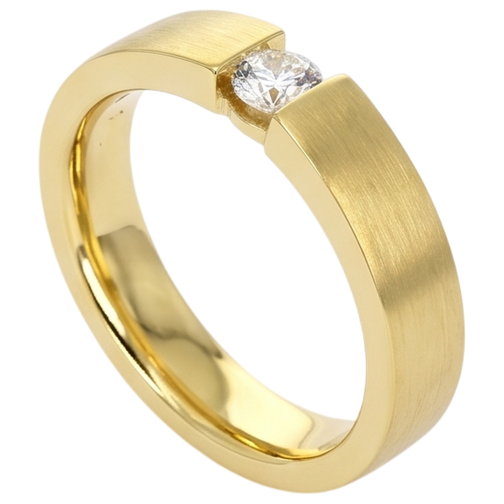Men's Ring Yellow Gold 10K 0.75 Carats Tension Set Diamond