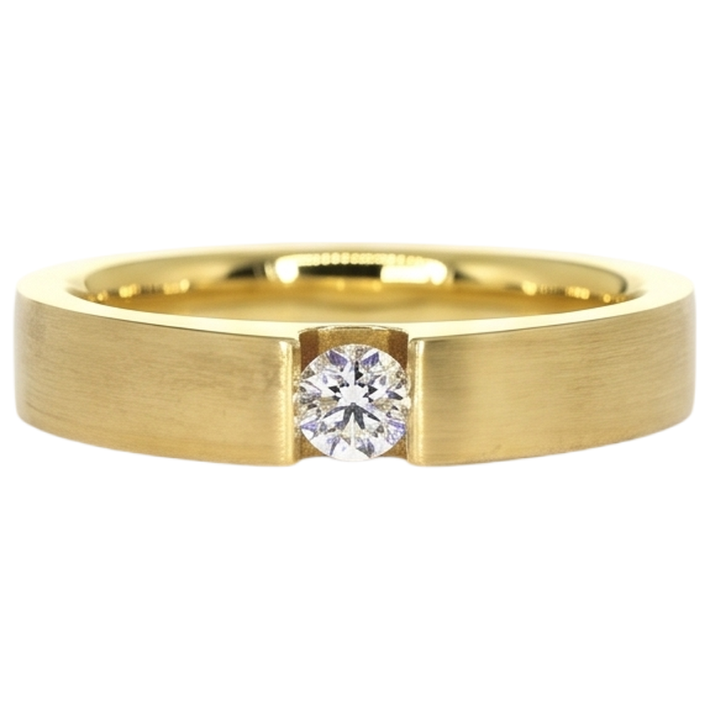 Men's Ring Yellow Gold 10K 0.75 Carats Tension Set Diamond